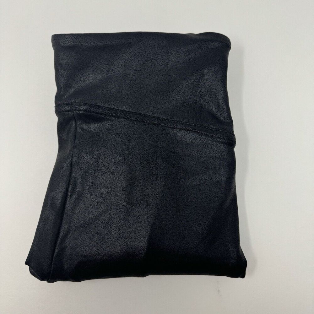 Spanx Women's Black Faux Leather Stretch Leggings Size Small‎